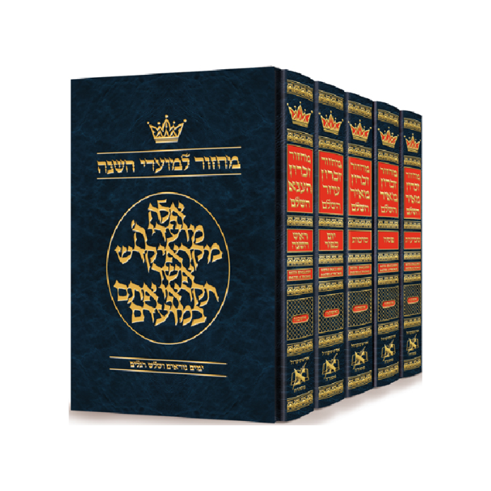 Machzor (Hebrew Only) Ashkenaz with English Instructions - 5 Volume Slipcased Set - Pocket Size