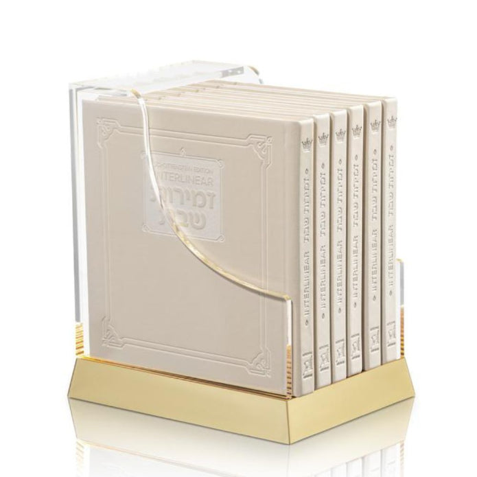 Schottenstein Ed Interlinear HC Faux Leather Zemiros in Lucite Case (6 vol) Cream (Cream - Lucite)
