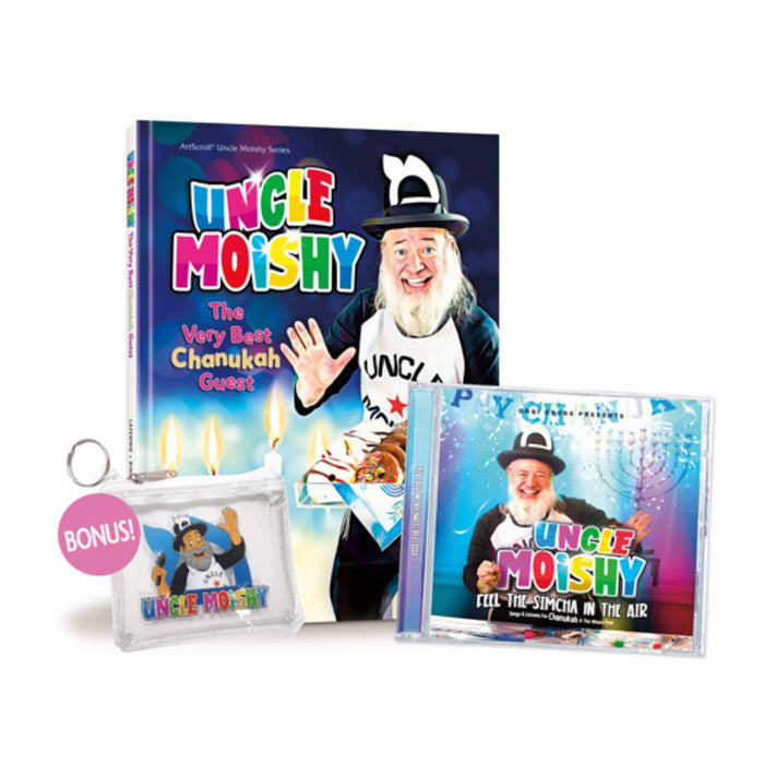 Uncle Moishy Chanukah Book + CD + FREE Tzedakah Pouch!