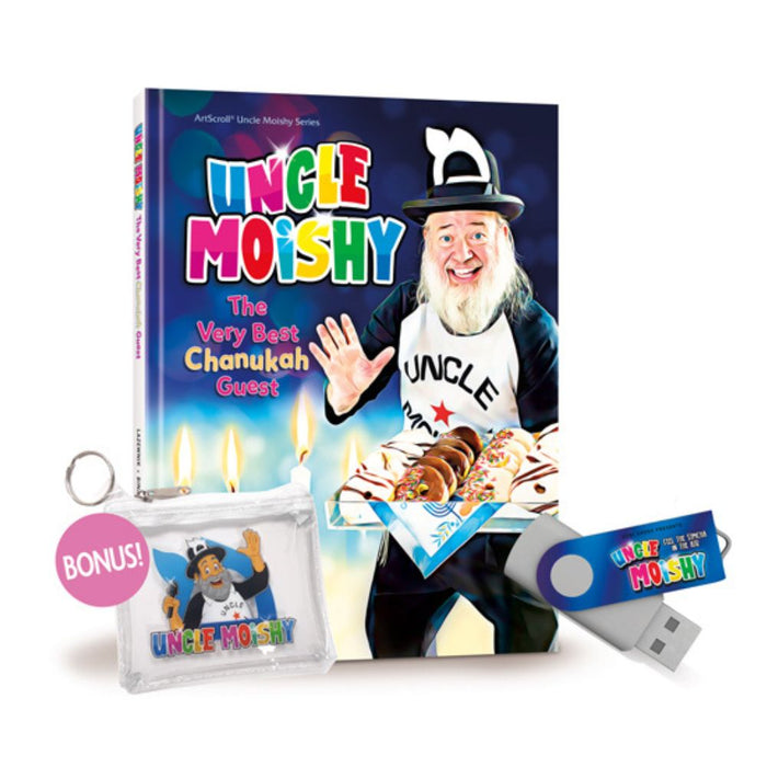 Uncle Moishy Chanukah Book + USB + FREE Tzedakah Pouch!