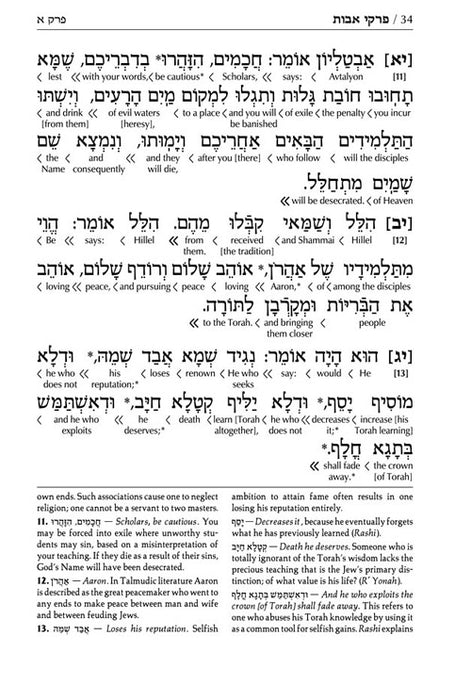 Schottenstein Ed Interlinear Pirkei Avos with Bircas HaMazon - Pocket size - White