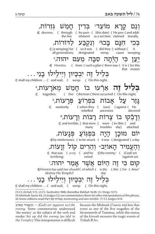 Schottenstein Edition Interlinear Kinnos / Tishah B'av Siddur - Sefard (Softcover)