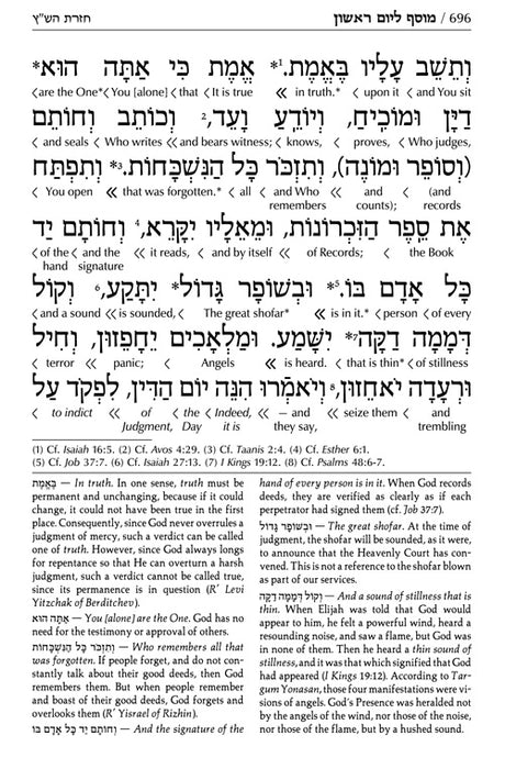 ArtScroll Interlinear Machzor Rosh Hashanah & Yom Kippur - Hebrew English - 2 Volume Set -Ashkenaz