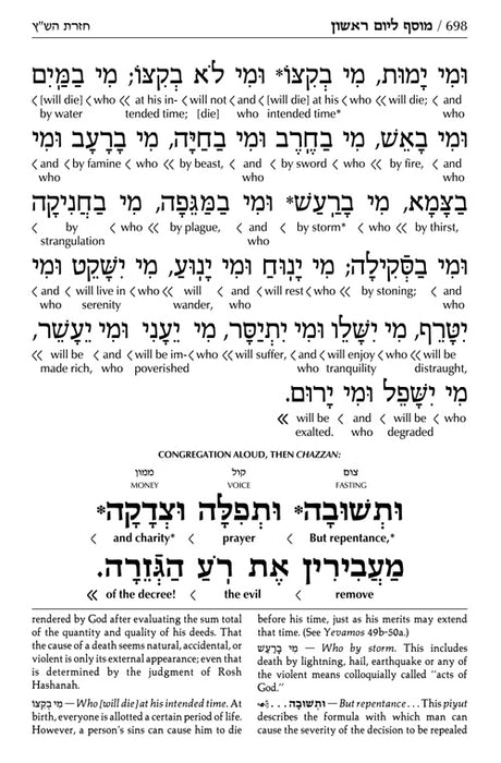 ArtScroll Interlinear Machzor Rosh Hashanah & Yom Kippur - Hebrew English - 2 Volume Set - Sefard