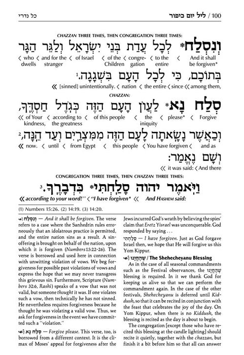 ArtScroll Interlinear Machzor Yom Kippur - Hebrew English - Sefard